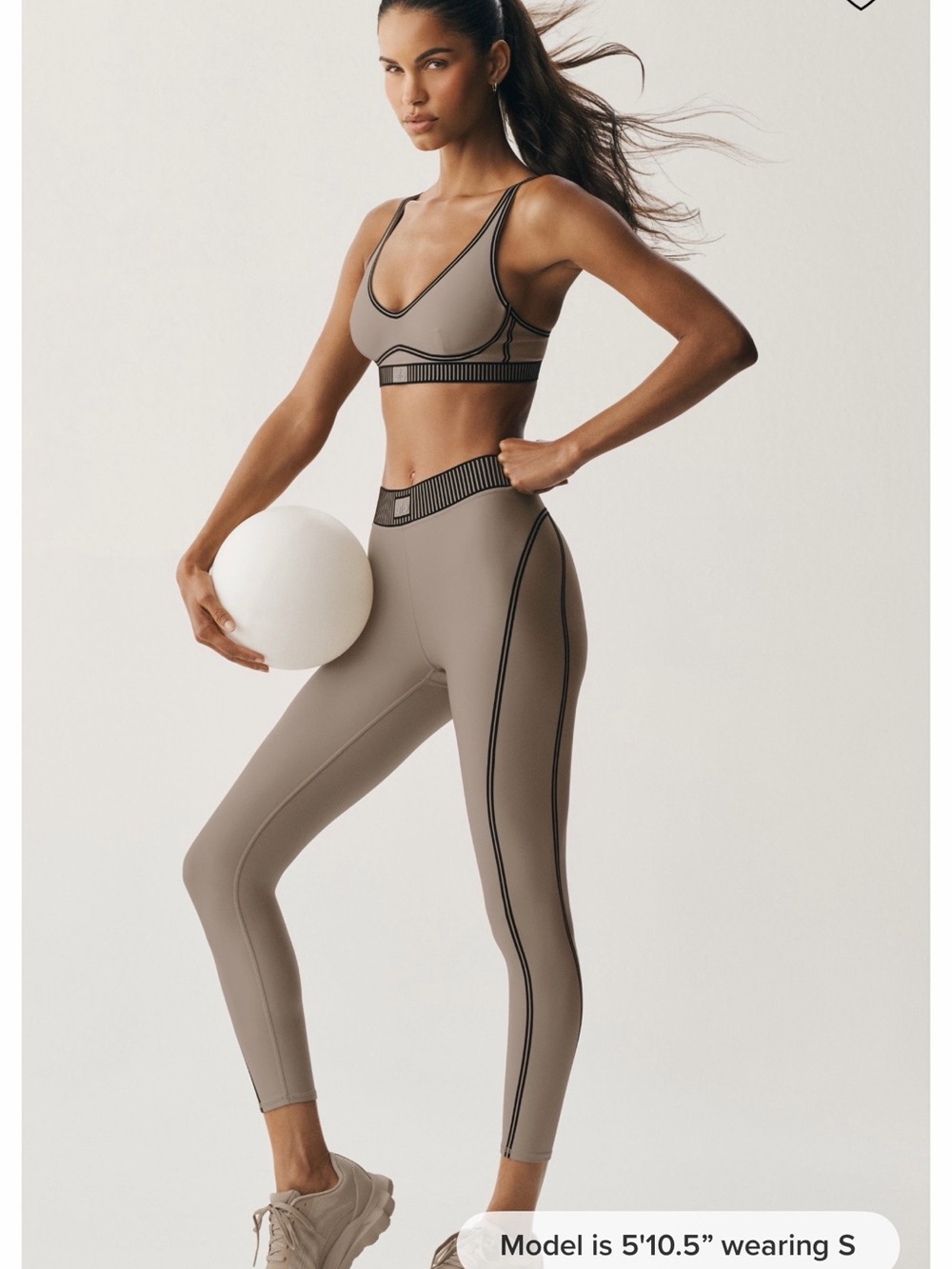 ALO Yoga Taupe Sculpt Rib-Trim Sports Bra used twice in excellent condition set